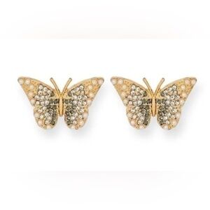 SUGARFIX by BaubleBar Crystal Wings Butterfly Stud Earrings - Gold - NWT